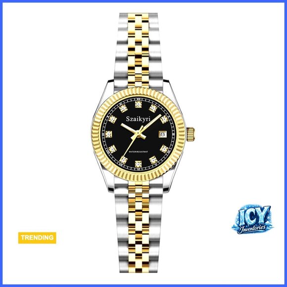Classic Dress Watch with Solid Stainless Steel Band and Diamond Bezel main image 4